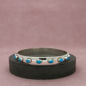 navajo sterling silver lenora begay turquoise bangle bracelet size 8in